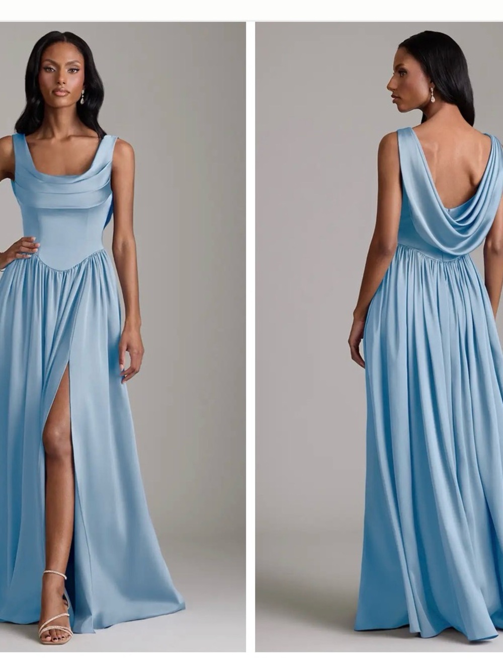 Azazie Powder Blue Cowl-Back Evening Gown